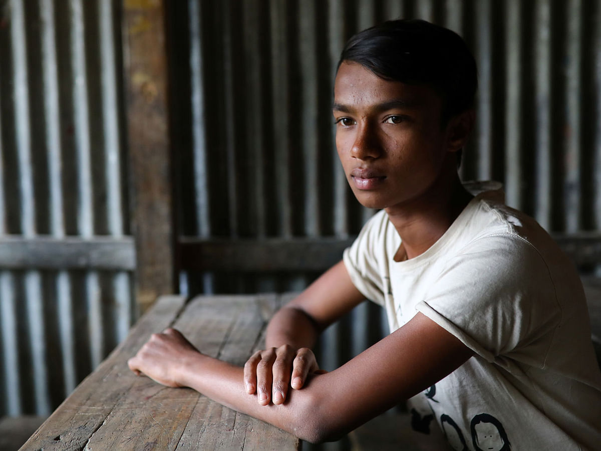 Mohammed Ismail, a Rohingya boy who was expelled from Leda High School for being a Rohingya, poses for a picture in Leda camp in Teknaf, Bangladesh, 5 March, 2019. Photo: Reuters