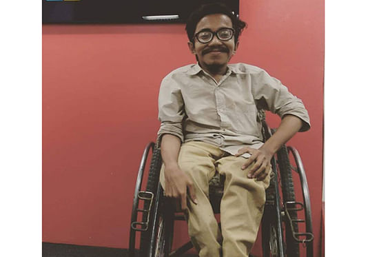 Differently-abled DUCSU member-elect Joshiah Sangma Chibol, popularly known as Chibol Sangma. Photo: BSS