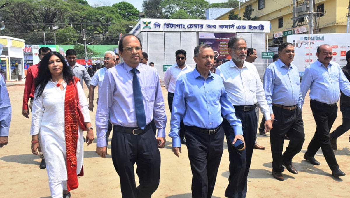 Assistant high commissioner of India in Chattogram Anindya Banerjee visits the 27th Chattogram International Trade Fair in Chattogram on Saturday, 23 March, 2019. Photo: UNB