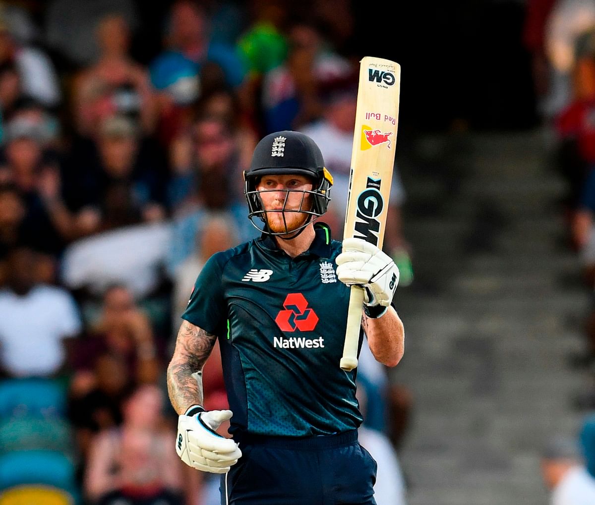 In this file photo taken on 22 February 2019, Ben Stokes of England celebrates his half century during the second ODI between West Indies and England at Kensington Oval, Bridgetown, Barbados. Photo: AFP