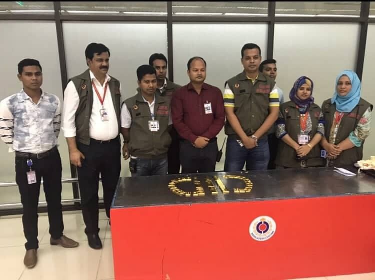 A team of Customs Intelligence and Investigation Directorate recovers gold bars from a garbage can at Hazrat Shah Jalal International Airport in Dhaka on Saturday. Photo: UNB