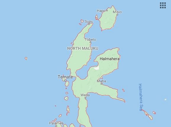 North Maluku province map. Photo: Google Map Eastern Indonesia jolted by strong quake