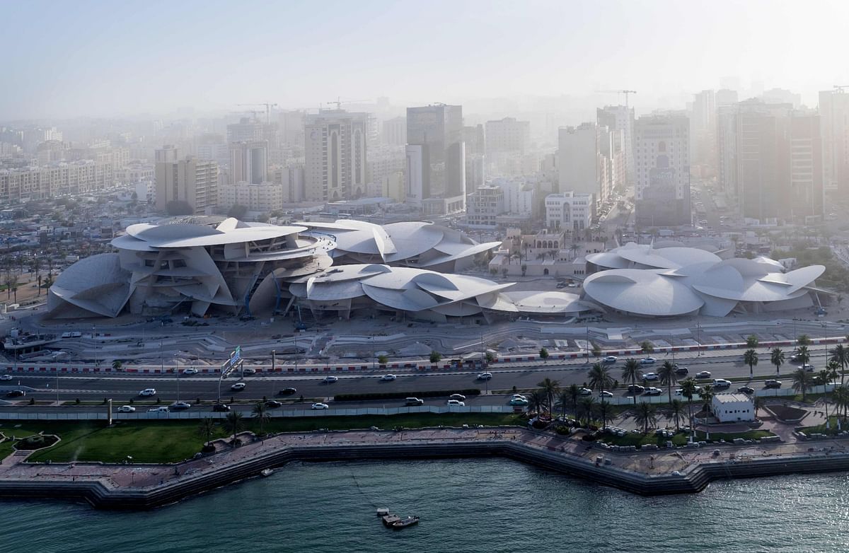This handout picture provided by the National Museum of Qatar on 9 April, 2019 shows a general view of the museum building designed by French architect Jean Nouvel. Photo: AFP