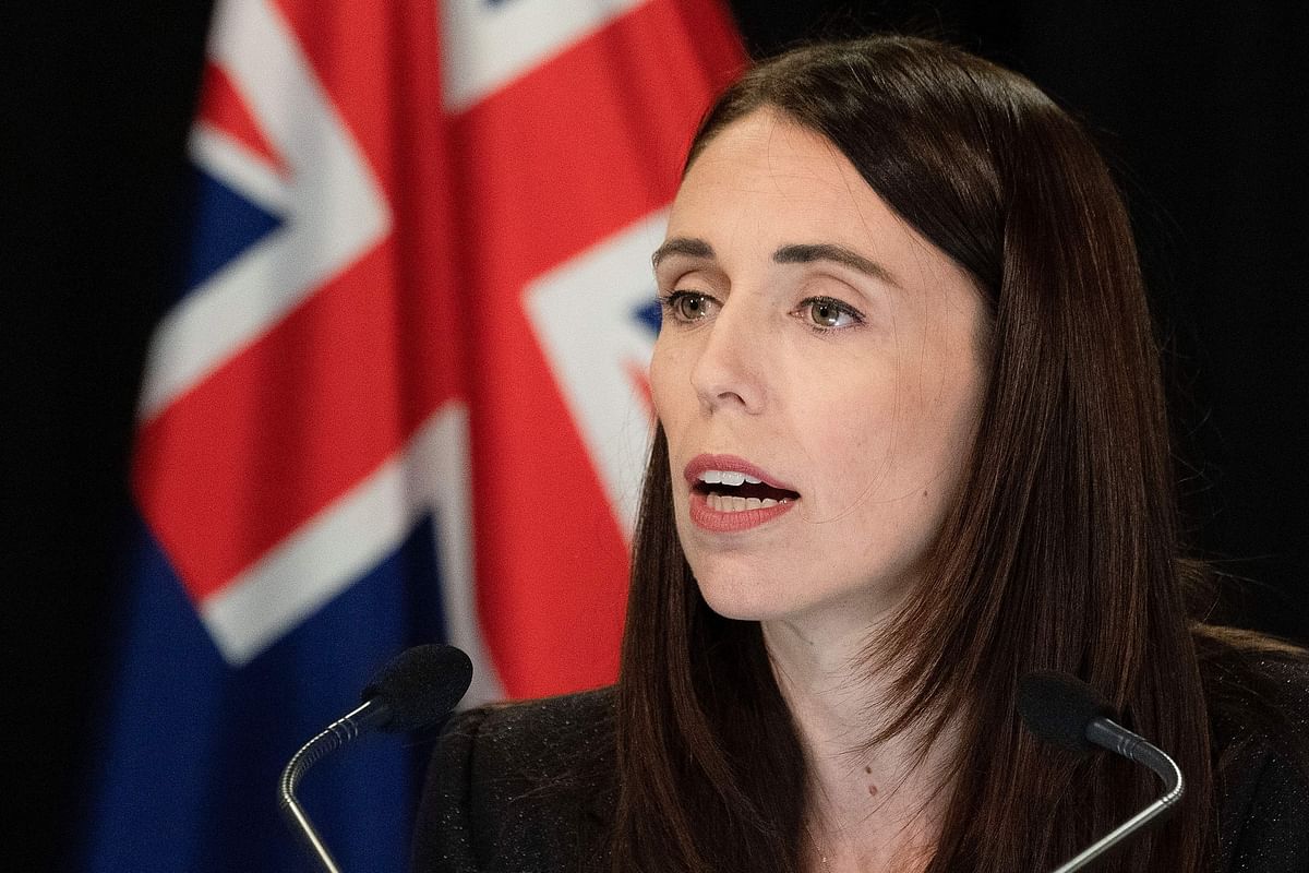 New Zealand prime minister Jacinda Ardern speaks to the media during her post cabinet press conference at Parliament in Wellington on 25 March. Photo: AFP