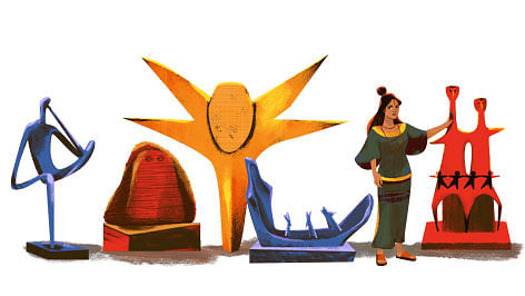 Google doodle celebrates the 80th birth anniversary of renowned Bangladeshi sculptor Novera Ahmed.