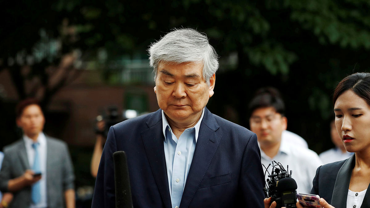 Korean Air Lines chairman Cho Yang-ho arrives at a court in Seoul, South Korea, on 5 July 2018. Reuters File Photo