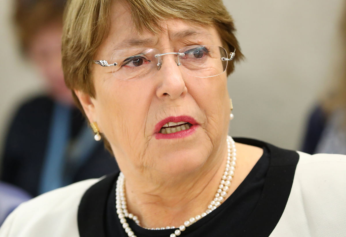 UN high commissioner for human rights Michelle Bachelet attends a session of the Human Rights Council at the United Nations in Geneva, Switzerland on 6 March. Reuters File Photo