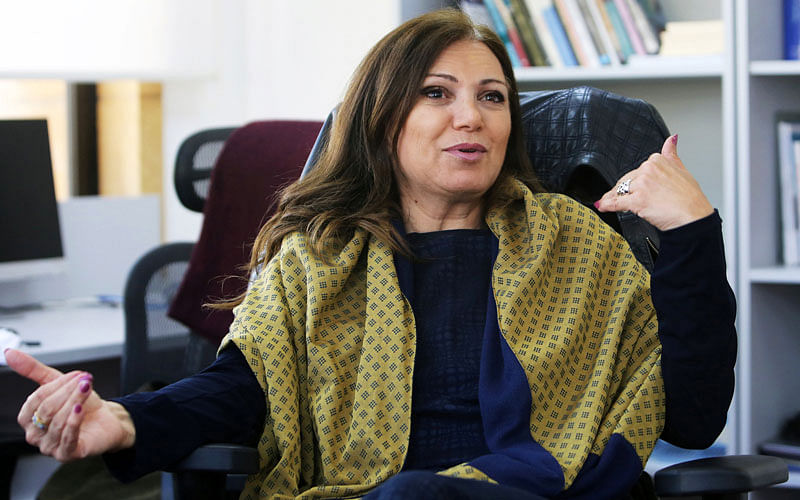 Giselle Khouri, journalist for BBC Arabic, poses for a photograph at her office in Beirut, Lebanon on 26 March. Photo: Reuters