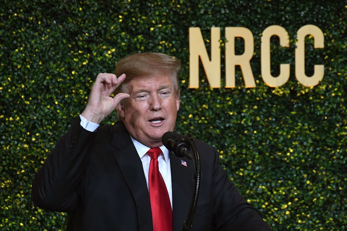 US president Donald Trump speaks at the the National Republican Congressional Committee Annual Spring Dinner on 2 April 2019, in Washington, DC. Photo: AFP