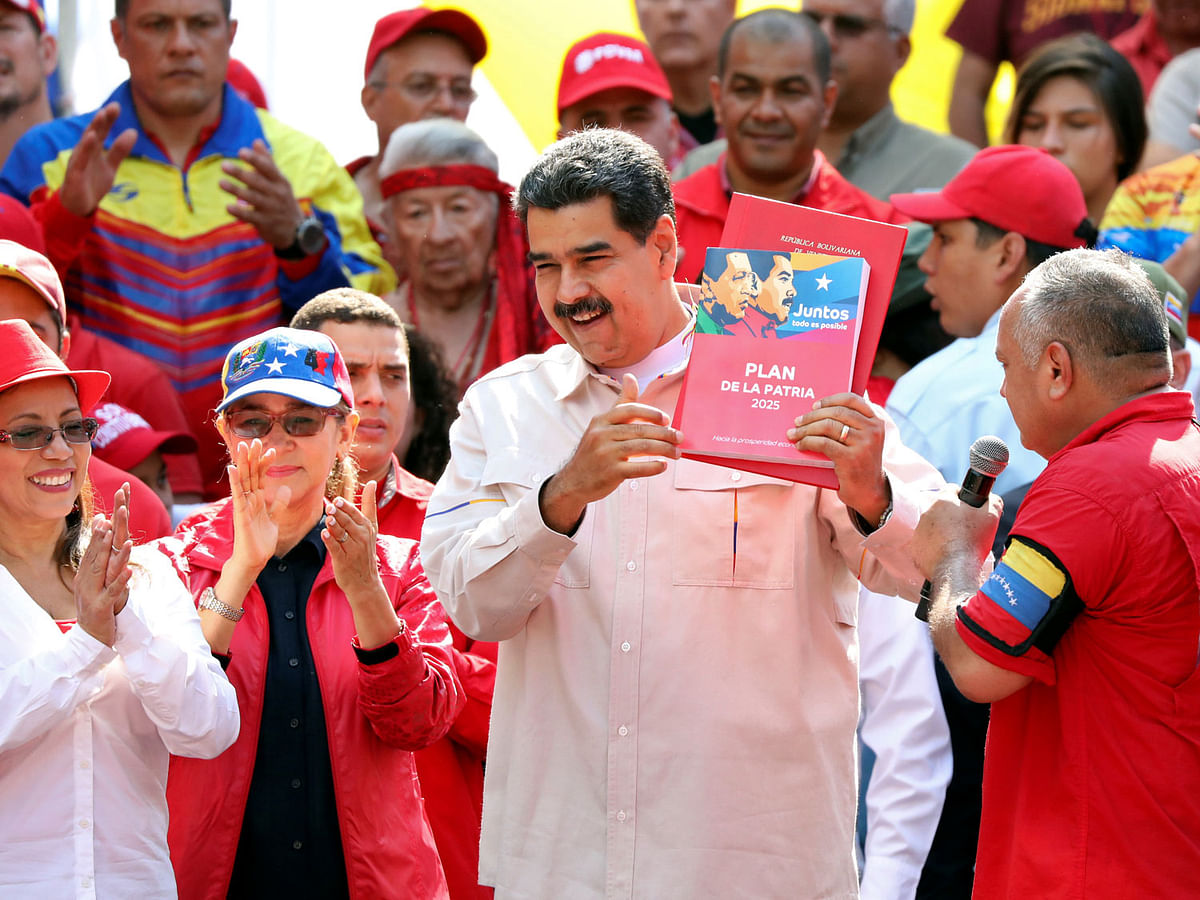 Venezuela`s president Nicolas Maduro attends a rally in support of his government in Caracas, Venezuela on 6 April 2019. Photo: Reuters