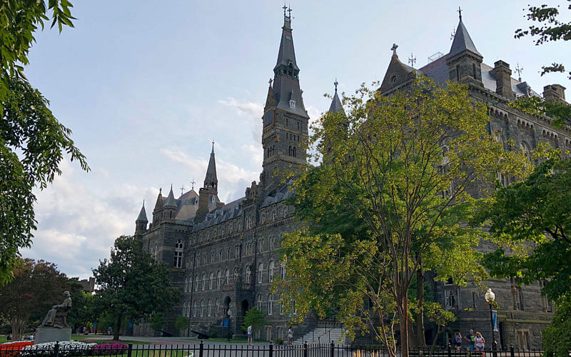 This file photo taken on 19 August 2018 shows the Georgetown University campus in Washington, DC. Students at Georgetown University have approved a fund that would benefit the descendants of slaves sold by the elite Jesuit school in the 1800s. Photo: AFP