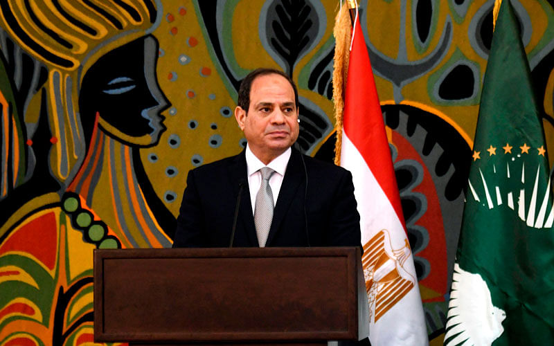 Egyptian president and current Chairperson of the African Union, Abdel Fattah al-Sisi, takes part in a joint press conference with Senegalese president at the Presidential Palace in Dakar for an official visit on 12 April 2019. AFP File Photo