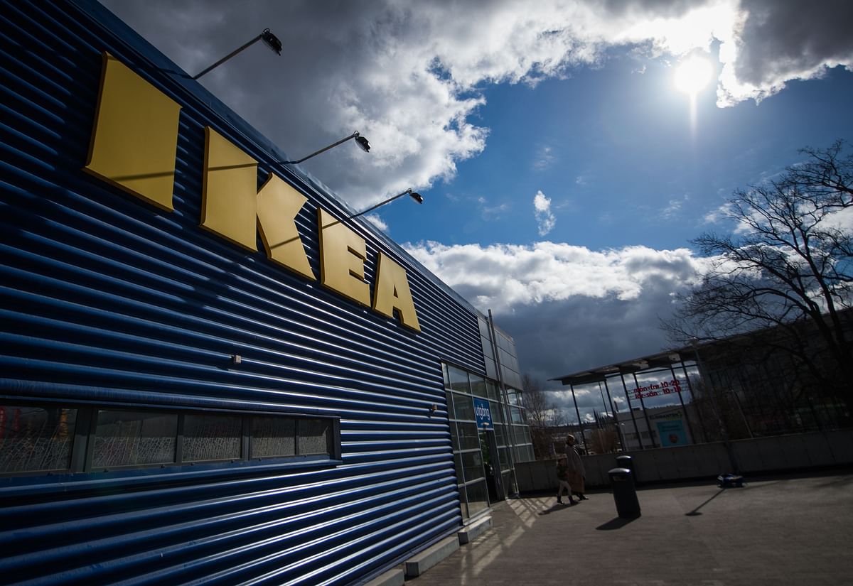 A file photo taken on 30 March 2016 shows the logo of IKEA pictured outside Europe`s biggest Ikea store in Kungens Kurva, south-west of Stockholm. Photo: AFP