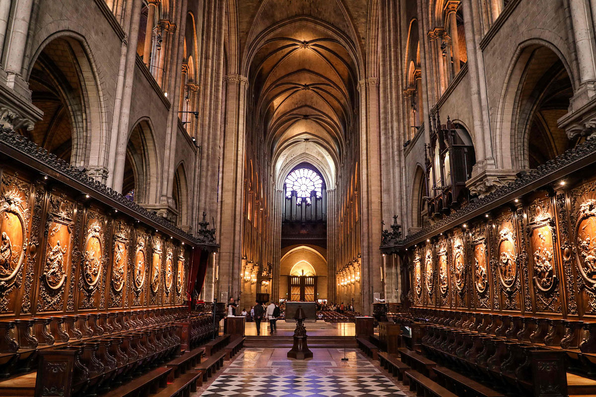 This file photo taken on 26 June 2018 shows the transcept of Notre Dame de Paris Cathedral. Photo: AFP