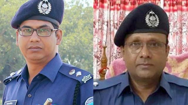 Feni Police Super Jahangir Alam, OC Moazzem Hossain (R)