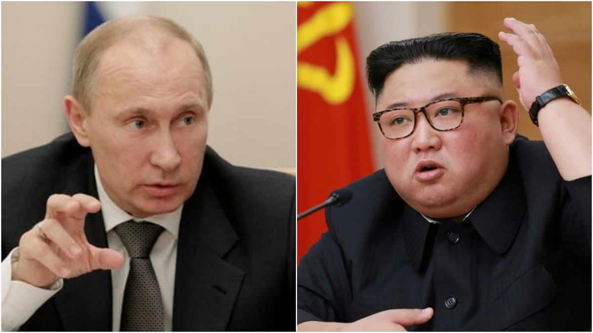 Russian president Vladimir Putin and North Korean leader Kim Jong Un. Photo:AFP