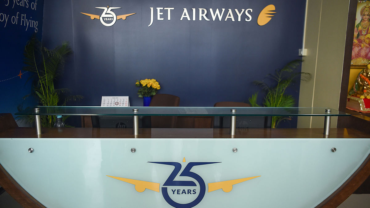 An empty counter is pictured at the ground floor of Jet Airways head office in Mumbai on 18 April 2019. Photo: AFP