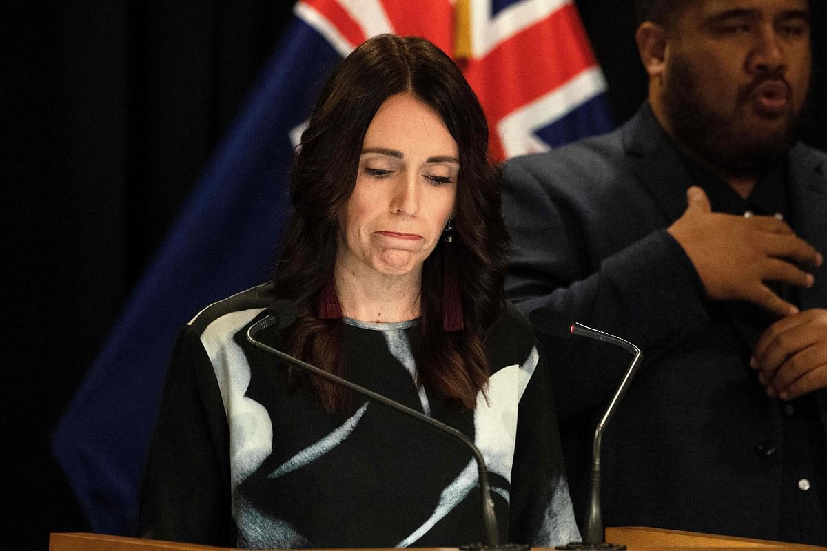 New Zealand prime minister Jacinda Ardern fends off questions from the media about New Zealand Red Cross nurse Louisa Akavi named by the New York Times today during a post cabinet press conference at Parliament in Wellington on 15 April 2019. Photo: AFP