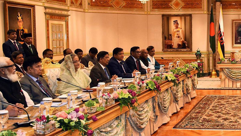 Prime minister Sheikh Hasina speaking at the opening ceremony of Bangladesh-Brunei Business Forum at Indera Kayangan Ballroom of the Empire Hotel on Monday, 22 April 2019. Photo: UNB