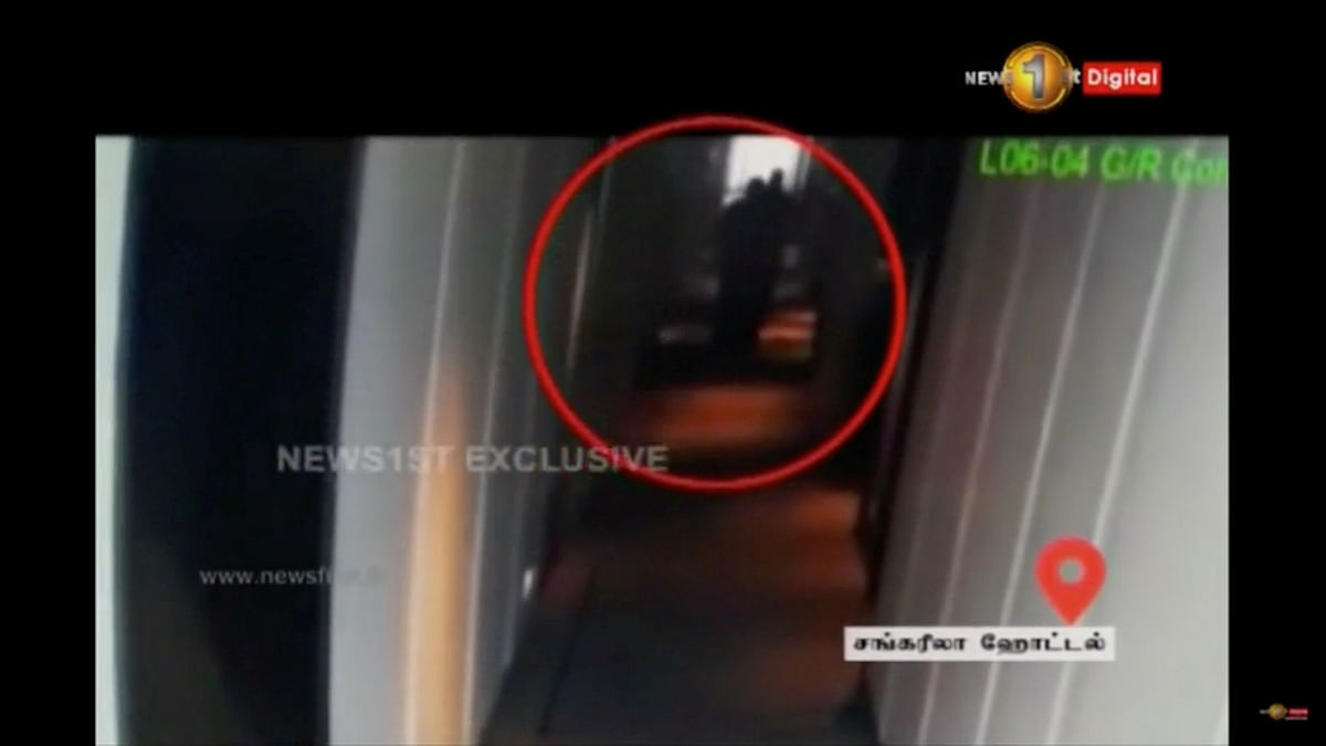 A man walks in Shangri La hotel corridor in Colombo, Sri Lanka, 21 April 2019 in this screen grab taken from a CCTV footage.Photo: Reuters