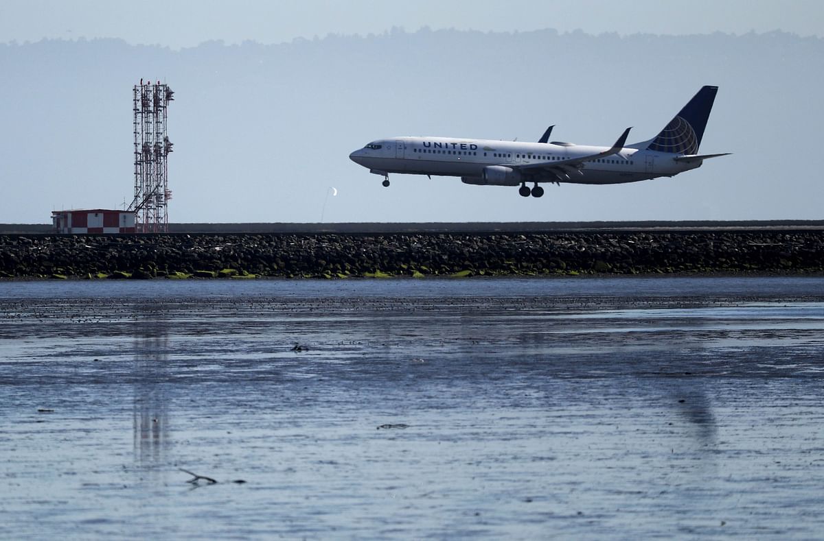 A United Airlines Boeing 737 lands at San Francisco International Airport on 24 April 2019 in San Francisco, California. Boeing`s first quarter profits fell 21 per cent following the Boeing 737 Max technical issues that have grounded all of the Max aircraft around the world. Two Boeing 737 Max 8 aircraft crashed in a six months period. Photo: AFP