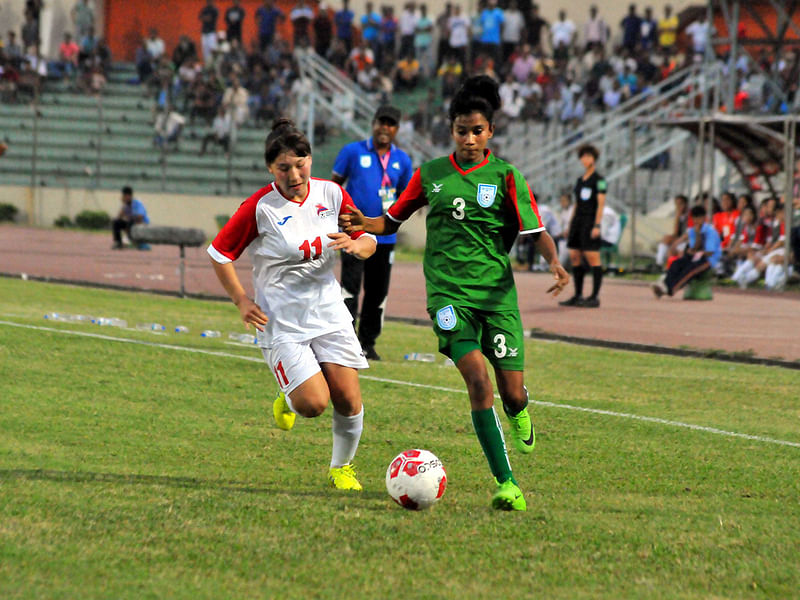 Bangladesh Under 19 women’s football team beat Mongolia by 3-0 goals. Photo: BFF