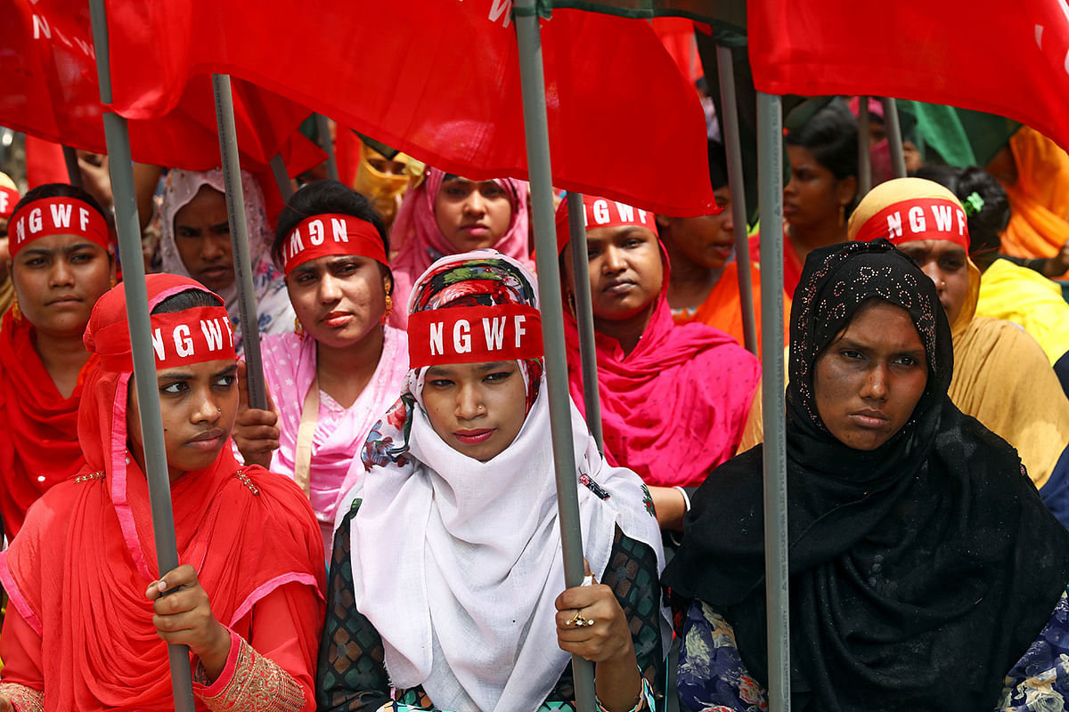 Women participate in a May Day rally in Dhaka, Bangladesh, 1 May 2019. Photo: Reuters
