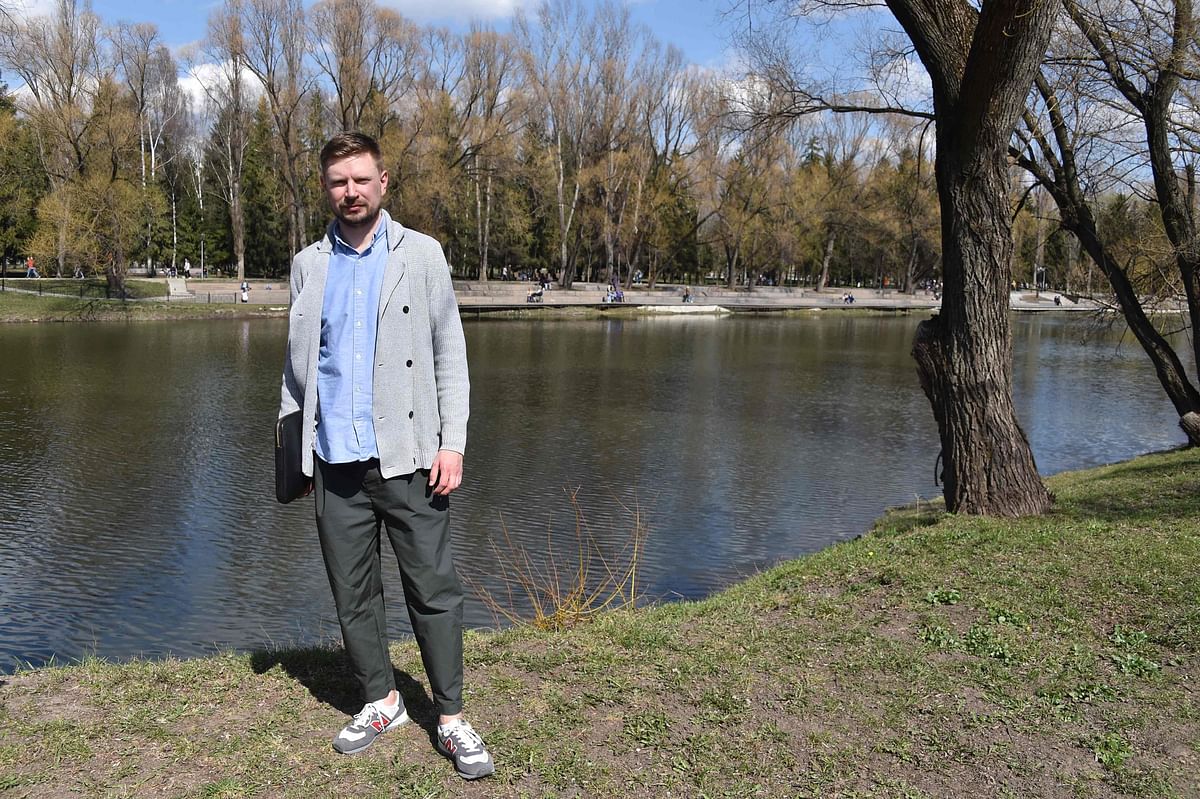Architect Jezi Stankevic from the Moscow`s Strelka Institute poses in the park on the renovated embankment of the Vezelka river in the Russian city of Belgorod, some 700 km south of Moscow, on 10 April 2019. Photo: AFP