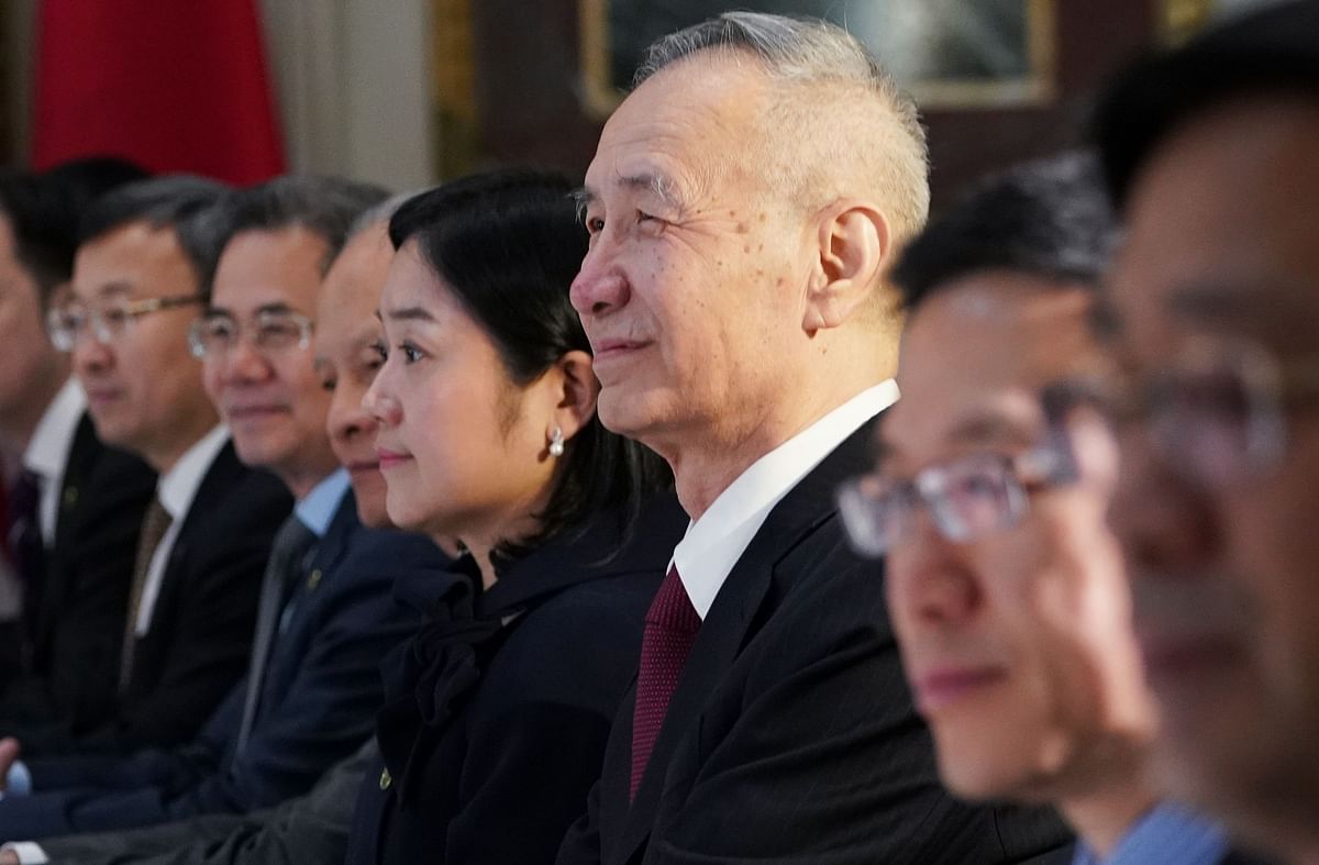 In this file photo taken on 21 February 2019, China`s vice premier Liu He (3rd R) takes part in US-China trade talks in the Eisenhower Executive Office Building in Washington, DC. Photo: AFP