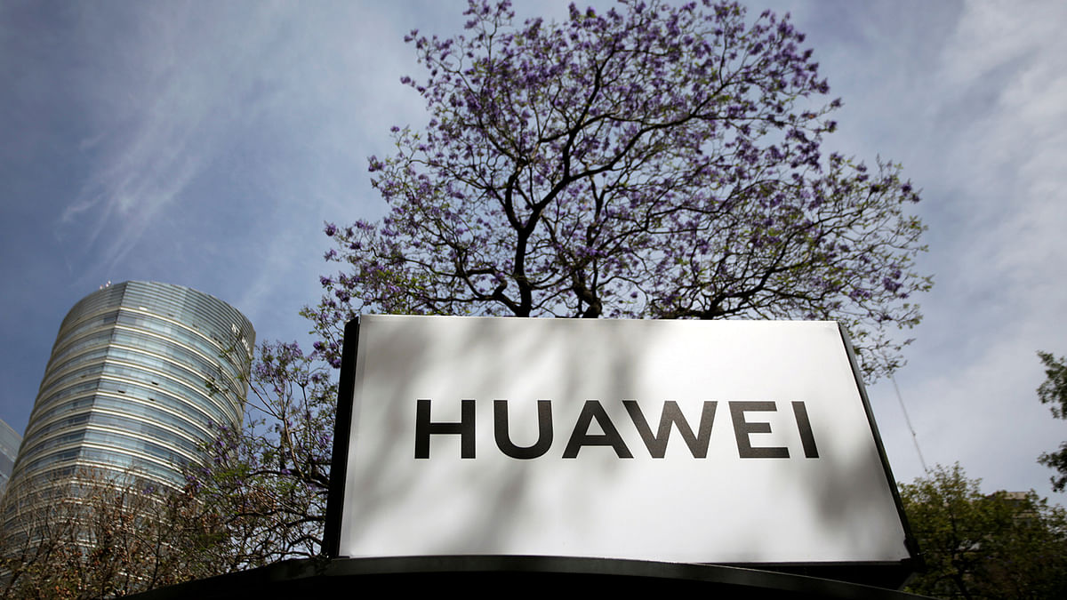 The Huawei logo is seen at a bus stop in Mexico City. Photo: Reuters