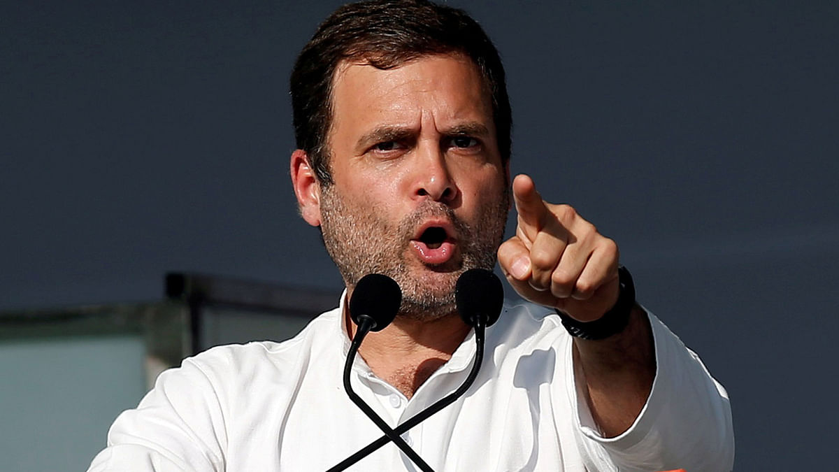 Rahul Gandhi, President of India`s main opposition Congress party, addresses his party`s supporters during a public meeting in Gandhinagar, Gujarat, India, on 12 March 2019. Reuters File Photo
