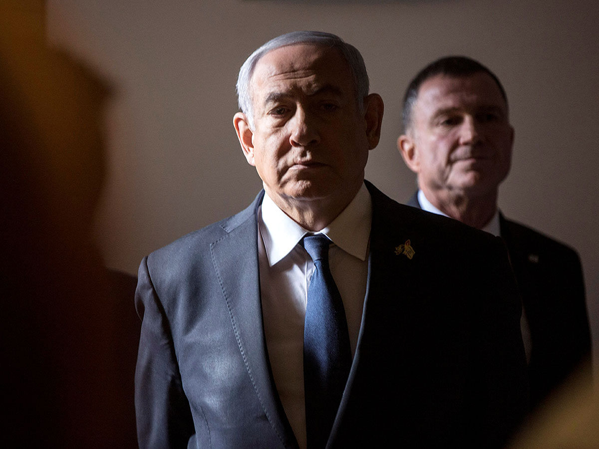 Israeli prime minister Benjamin Netanyahu arrives to a ceremony on Memorial Day, when Israel commemorates its fallen soldiers, at Mount Herzl in Jerusalem on 8 May.Photo: Reuters
