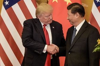 Beijing : In this file photo taken on 9 November 2017, US president Donald Trump (L) shakes hand with China`s president Xi Jinping at the end of a press conference at the Great Hall of the People in Beijing. China said Monday, 13 May 2019 it will raise tariffs on $60 billion worth of US goods from June 1, in retaliation to the latest round of US tariff hikes and Washington`s plans to target almost all Chinese imports. The announcement came after the latest round of US-China trade negotiations ended Friday, 10 May 2019 without a deal, and after Washington increased tariffs on $200 billion worth of Chinese goods. Photo: AFP