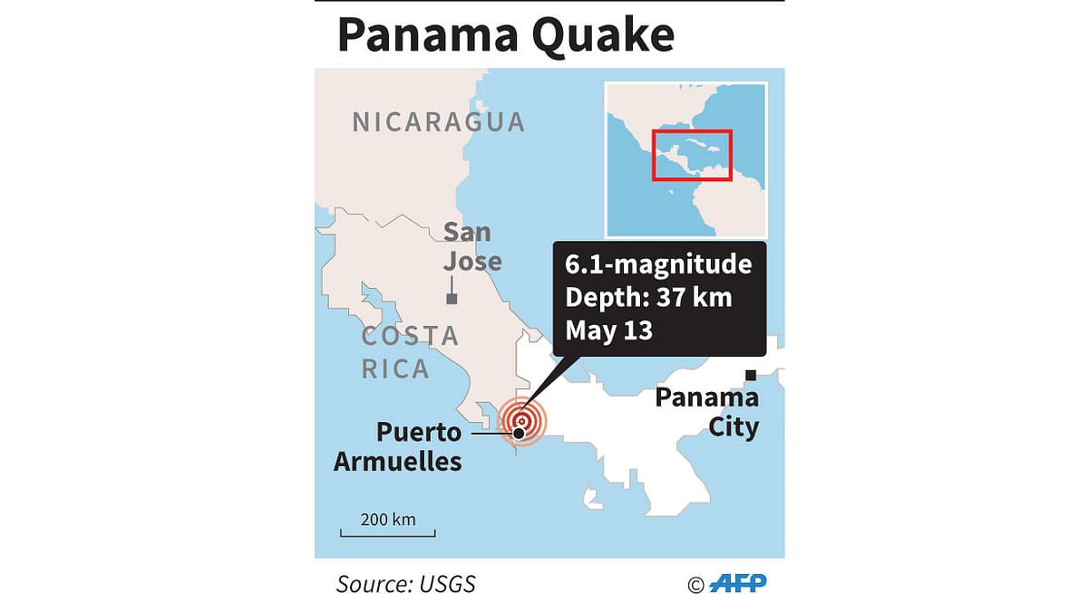Map locating Panama where a 6.1-magnitude earthquake left at least five injured on Sunday. Photo: AFP
