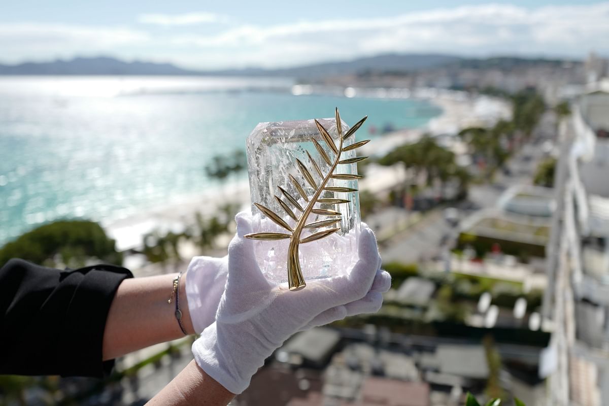 A photo taken on 13 May 2019 at the Grand Hyatt Cannes Hotel Martinez in Cannes, southern France, shows the Palme d`Or trophy of the 72nd edition of the Cannes Film Festival. This year`s Cannes Film Festival is running from May 14th until May 25th. Photo: AFP