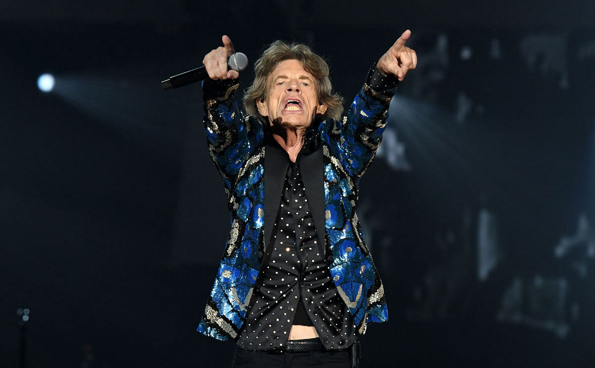In this file photo taken on 09 October, 2017 Singer of British rockband the Rolling Stones, Mick Jagger, performs at the Esprit arena during the Rolling Stones tour `Stones - No Filter` in Duesseldorf, western Germany, on 9 October, 2017. Photo: AFP