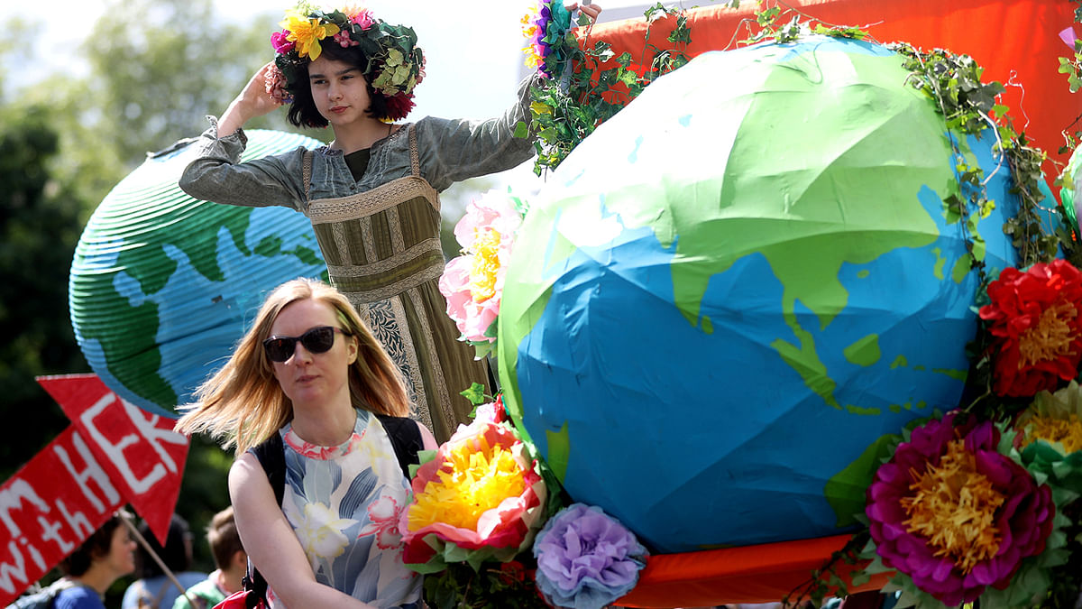 Extinction Rebellion climate change march on International Mothers` Day in London. Photo: Reuters