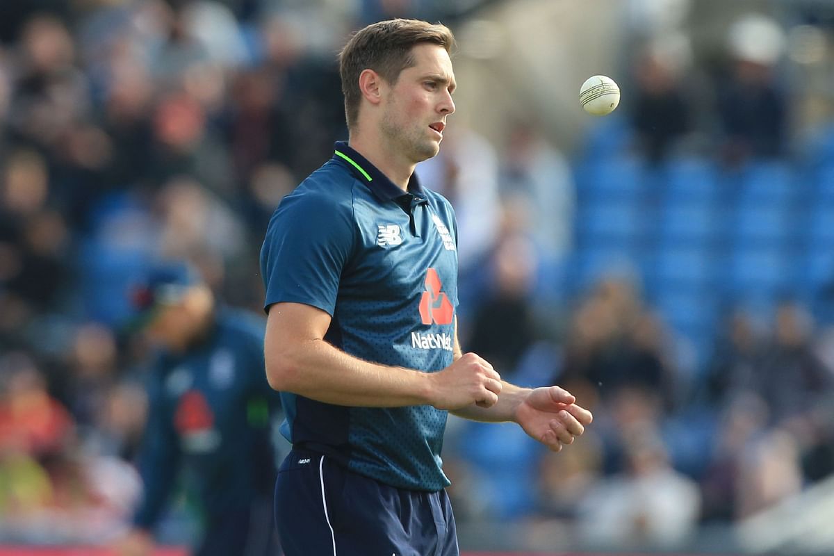 England`s bowler Chris Woakes prepares to bowl during the fifth One Day International (ODI) cricket match between England and Pakistan at Headingley in Leeds, northern England on 19 May 2019. Photo: AFP