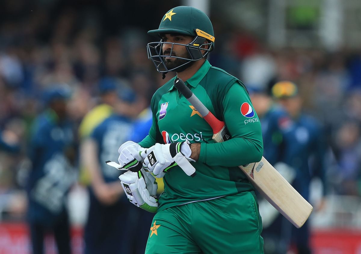 In this file photo taken on 17 May, 2019 Pakistan`s Asif Ali leaves the crease after losing his wicket for 17 during the fourth One Day International (ODI) cricket match between England and Pakistan at Trent Bridge in Nottingham. Photo: AFP