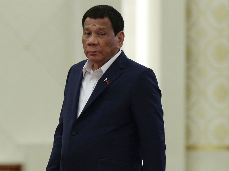 Philippine president Rodrigo Duterte arrives for the meeting with Chinese president Xi Jinping at the Great Hall of People in Beijing, China on 25 April. Reuters File Photo