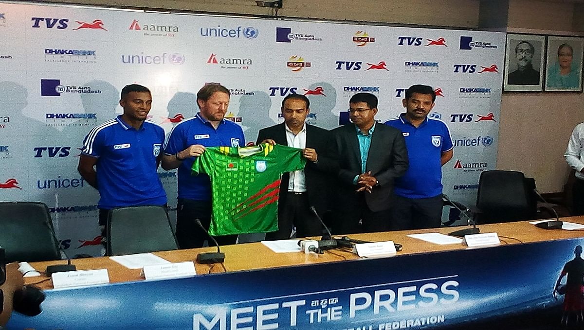 A 31-member Bangladesh National Football team will fly for Thailand on Friday at 1:30 pm to join a 10-day preparation camp ahead of their joint qualifications for FIFA World Cup 2022 and AFC Asian Cup 2023 against Laos. Photo: UNB