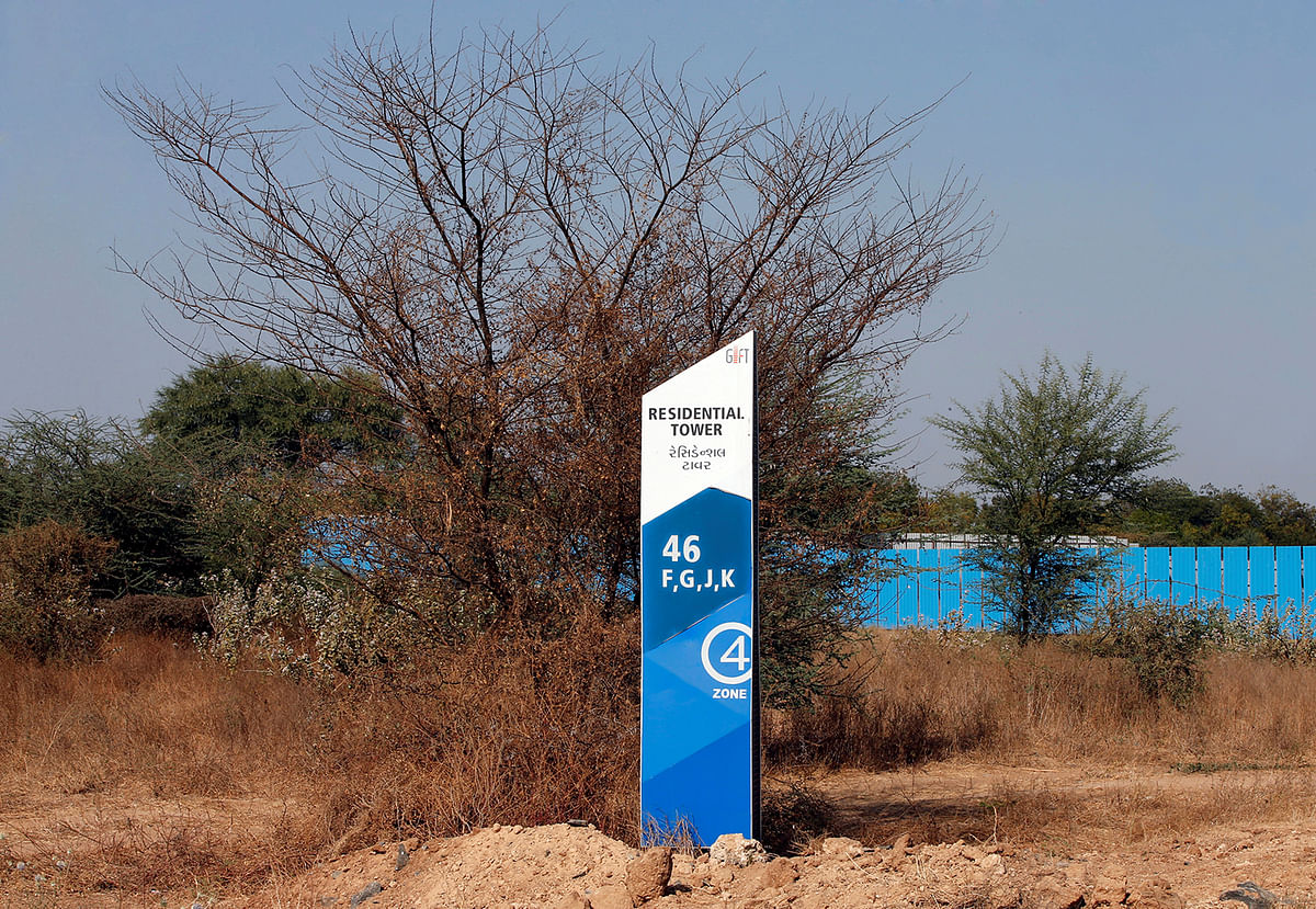 A signboard is pictured at the Gujarat International Finance Tec-City (GIFT) at Gandhinagar, in the western state of Gujarat, India, on 18 March 2019. Photo: Reuters