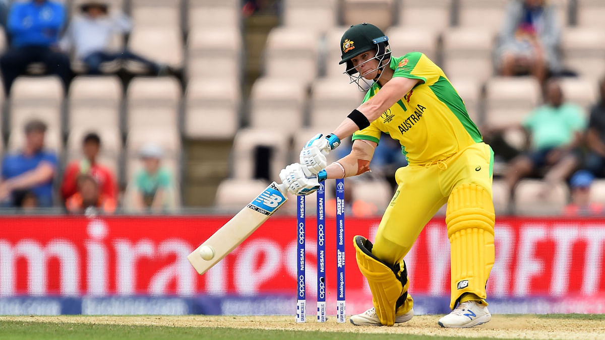 Australia`s Steve Smith plays a shot during the 2019 Cricket World Cup warm up match between England and Australia at the Rose Bowl in Southampton, southern England, on 25 May, 2019. Photo: AFP