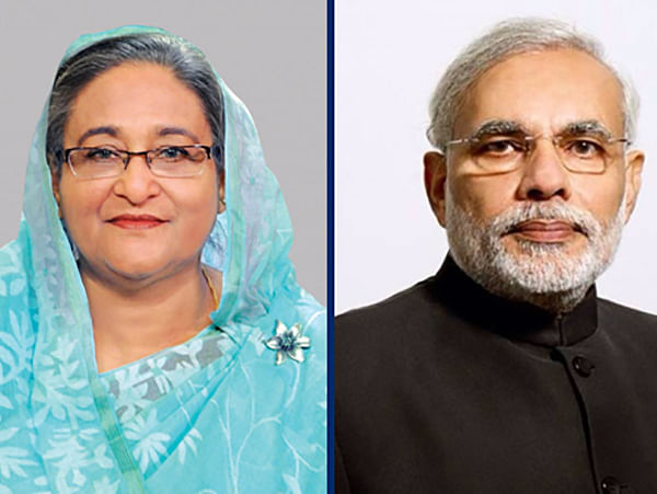 Bangladesh prime minister Sheikh Hasina (L) and Indian prime minister Narendra Modi. Photo: BSS