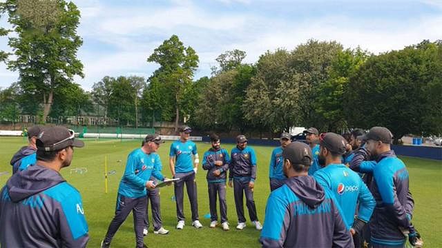 Pakistan players practice in Bristol. Photo: Twitter
