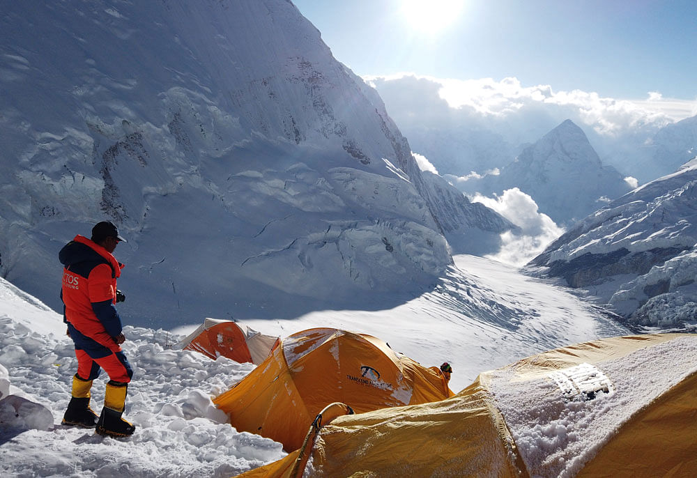 Pemba Dorjee Sherpa, 20 times Everest summiteer is seen on the camp three during the expedition of Everest, Nepal on 20 May 2019. Photo: Reuters