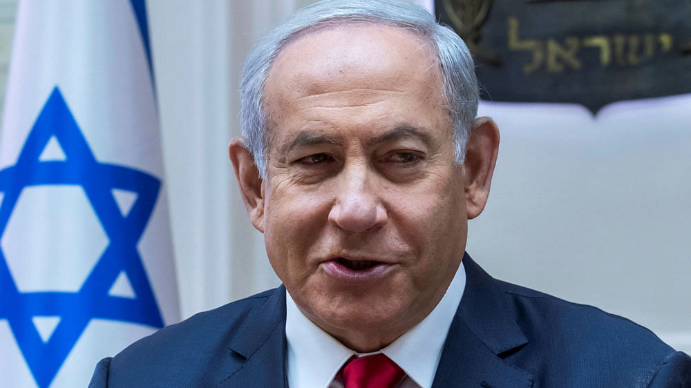Israeli prime minister Benjamin Netanyahu chairs the weekly cabinet meeting in Jerusalem on 26 May. Photo: Reuters