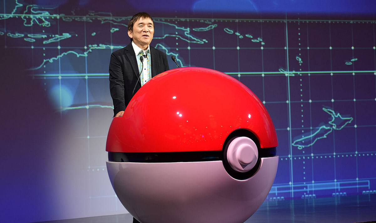 Tsunekazu Ishihara, chief executive of the Pokemon Company, speaks at a news conference in Tokyo. Photo: AFP