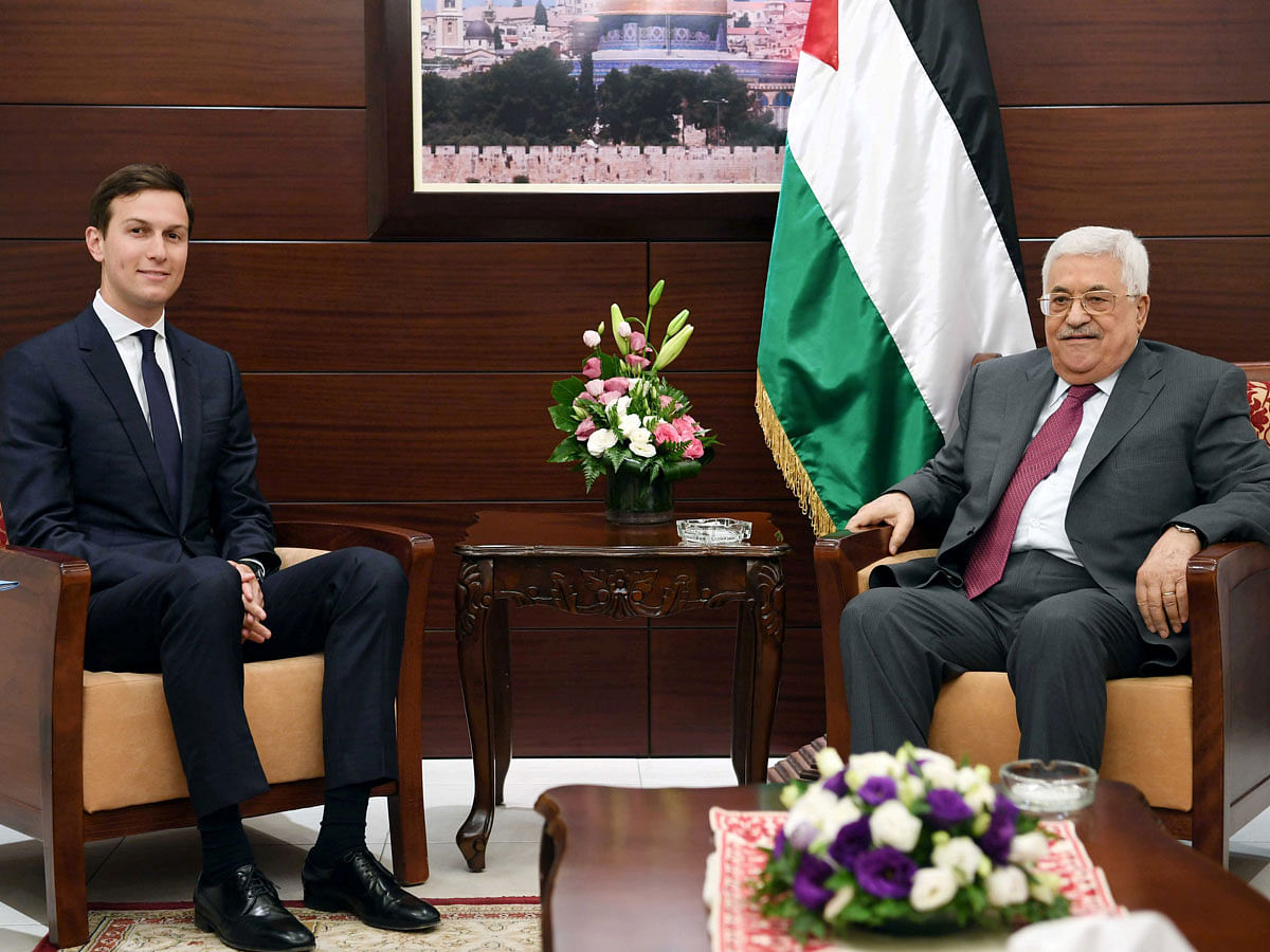 Palestinian president Mahmoud Abbas meets with White House senior advisor Jared Kushner in the West Bank City of Ramallah in the Israeli-occupied West Bank 21 June 2017. Photo: Reuters