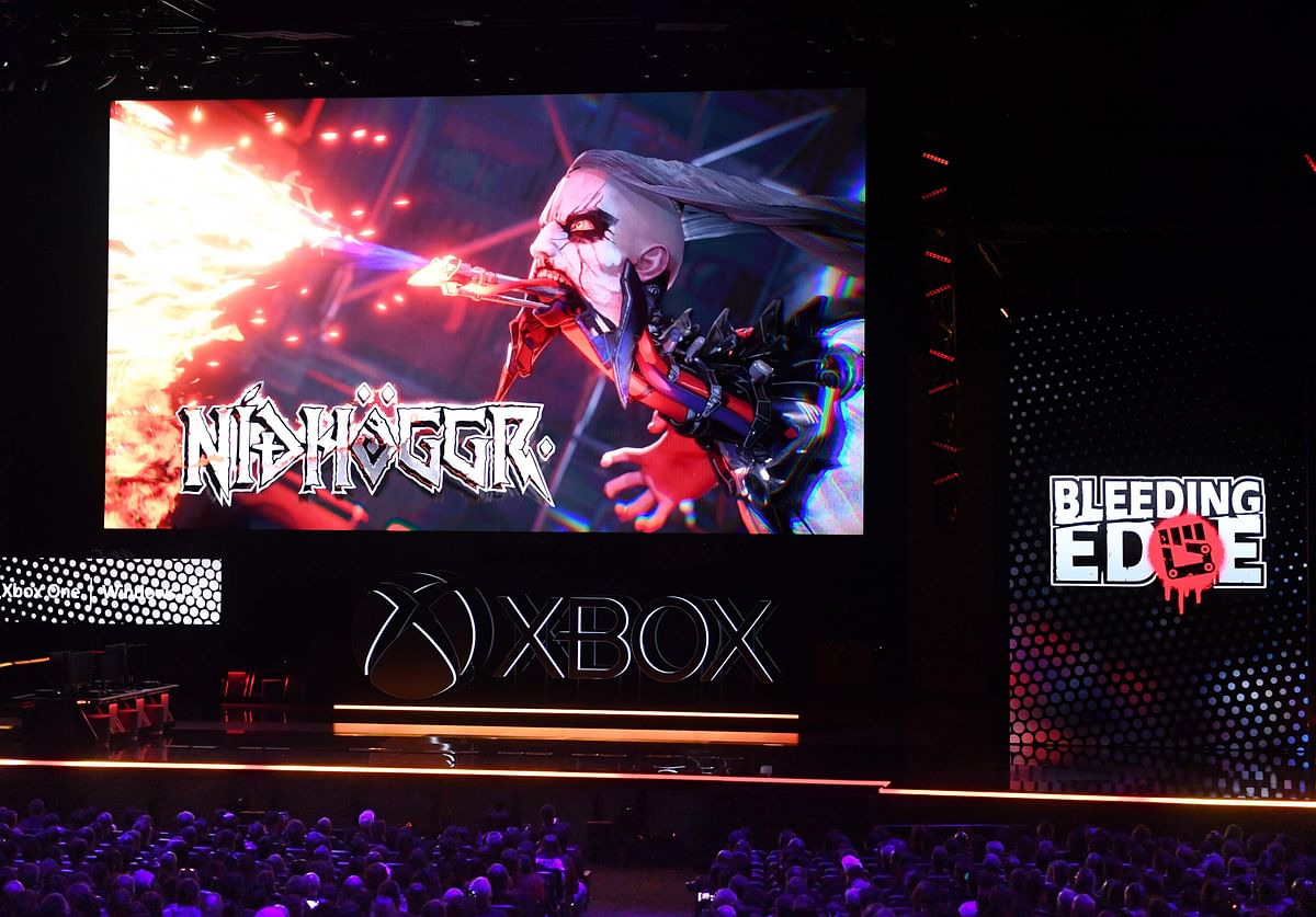 The video game `Bleeding Edge` is promoted at the Microsoft Xbox press event ahead of the E3 gaming convention in Los Angeles on 9 June 2019. Photo: AFP